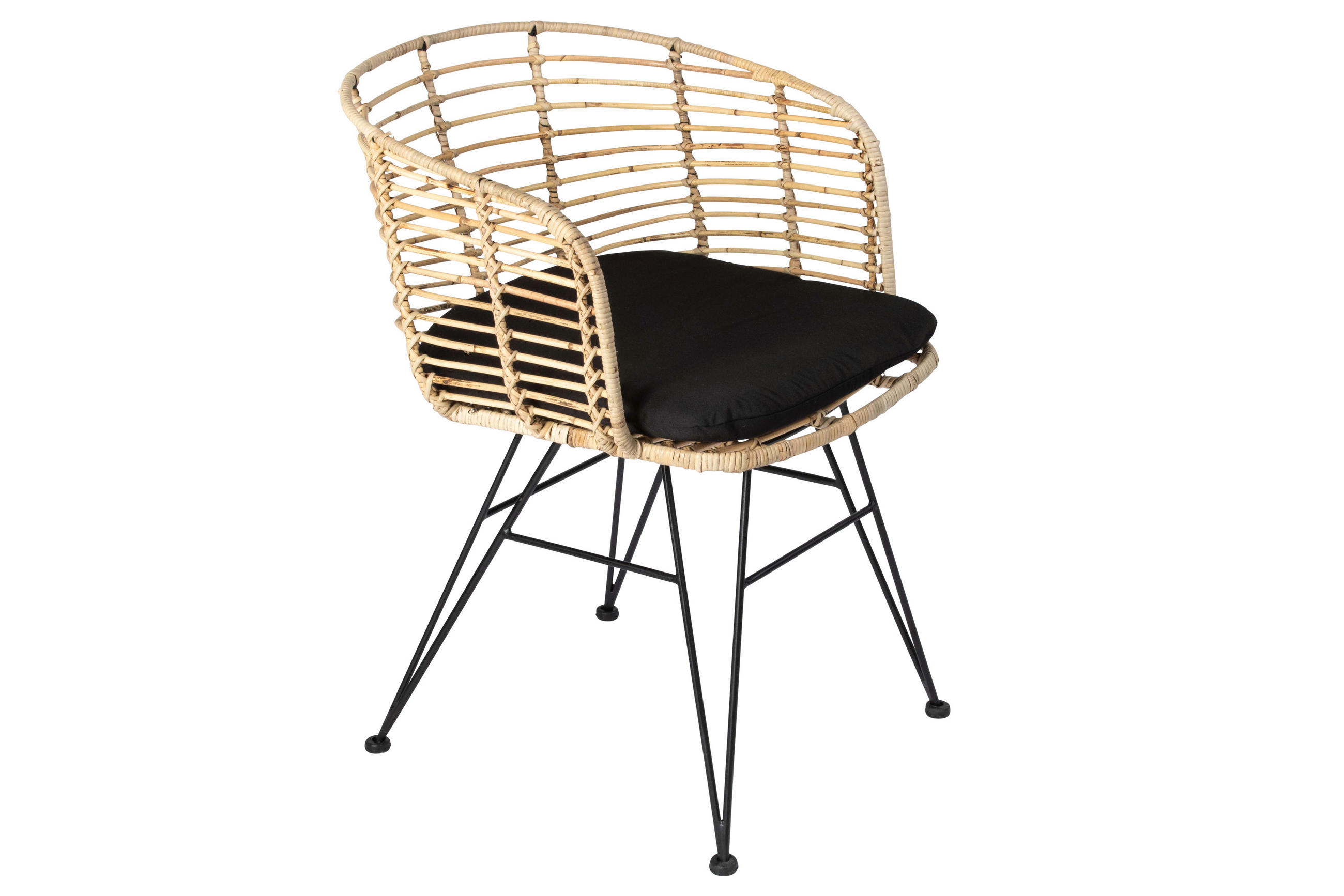 ESSZIMMERSTUHL NAIROBI - Beige/Schwarz, Naturmaterialien/Metall (45/77/45cm) - SAM