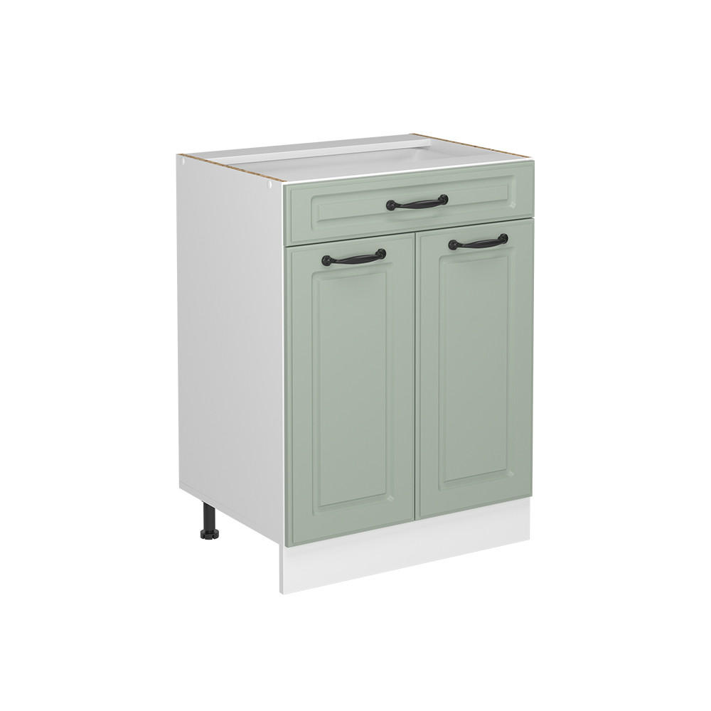 KÜCHENUNTERSCHRANK R-Line, Mint Landhaus/Weiß, 60 cm mit Schublade ohne Arbeitsplatte - Weiß/Mintgrün, Holzwerkstoff (60/81.6/46cm) - Vicco