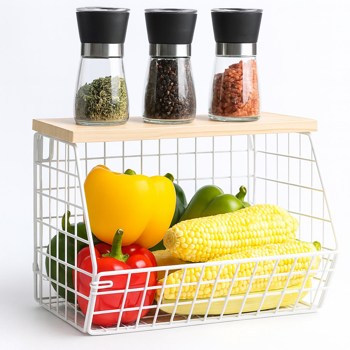 OBSTKORB Wandregal - Weiß, Holzwerkstoff/Metall (30cm) - Relaxdays