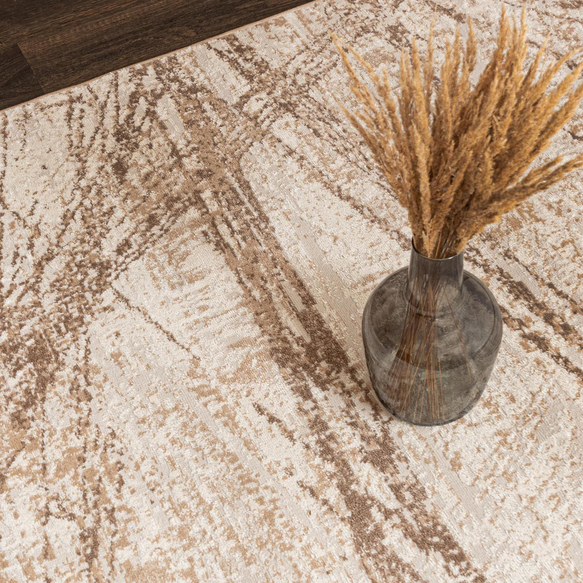 TEPPICH Beige Modern Abstrakt - Kurzflor Rechteckig Stilvoller - Creme - 80 x 150 cm - Beige, Textil (80/150cm) - Mazovia