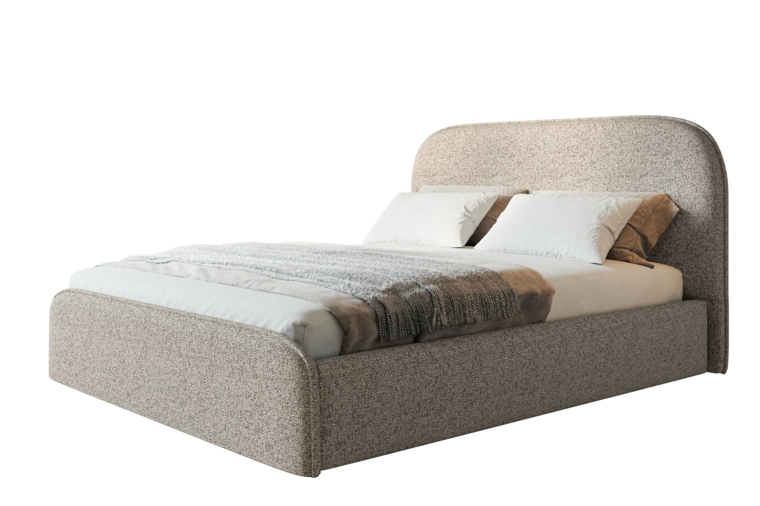 BETT 180x200 - Polsterbett mit Bettkasten und Holzrahmen - Modern Betten - Eleganter Puente-Stoff - Kollektion Vienna - Beige Melange - Beige, Holz/Textil (180/200cm) - Alpi-Möbel