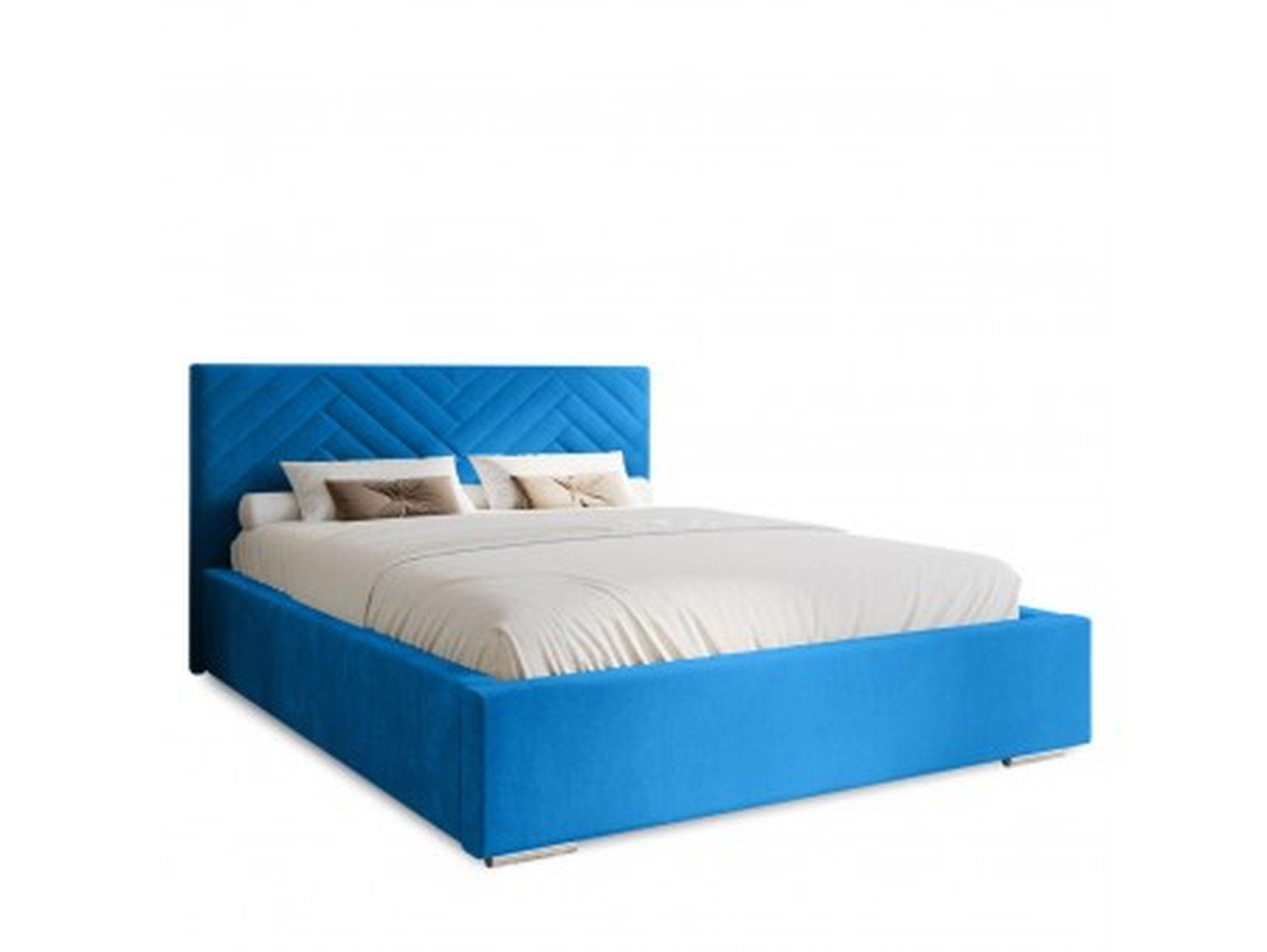 POLSTERBETT 180x200 cm AURA, Doppelbett mit Bettkasten und Lattenrost aus Holz, Velourstoff: Blau - Blau, Holz/Kunststoff (180/200cm) - Marpur