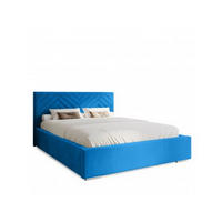 POLSTERBETT 180x200 cm AURA, Doppelbett mit Bettkasten und Lattenrost aus Holz, Velourstoff: Blau - Blau, Holz/Kunststoff (180/200cm) - Marpur