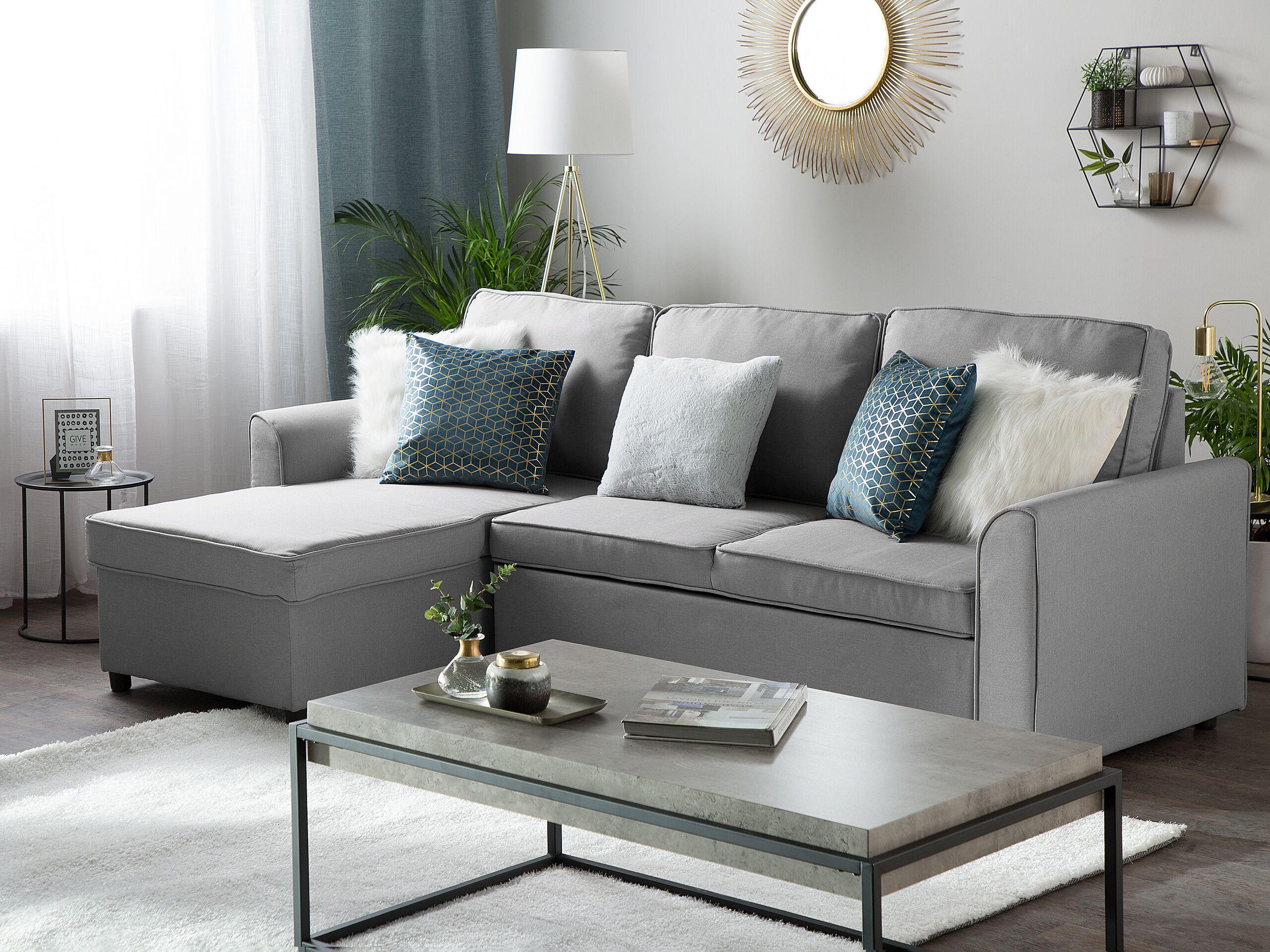 ECKSOFA Polsterbezug Hellgrau linksseitig Nesna - Hellgrau, Textil (228/145cm) - Beliani
