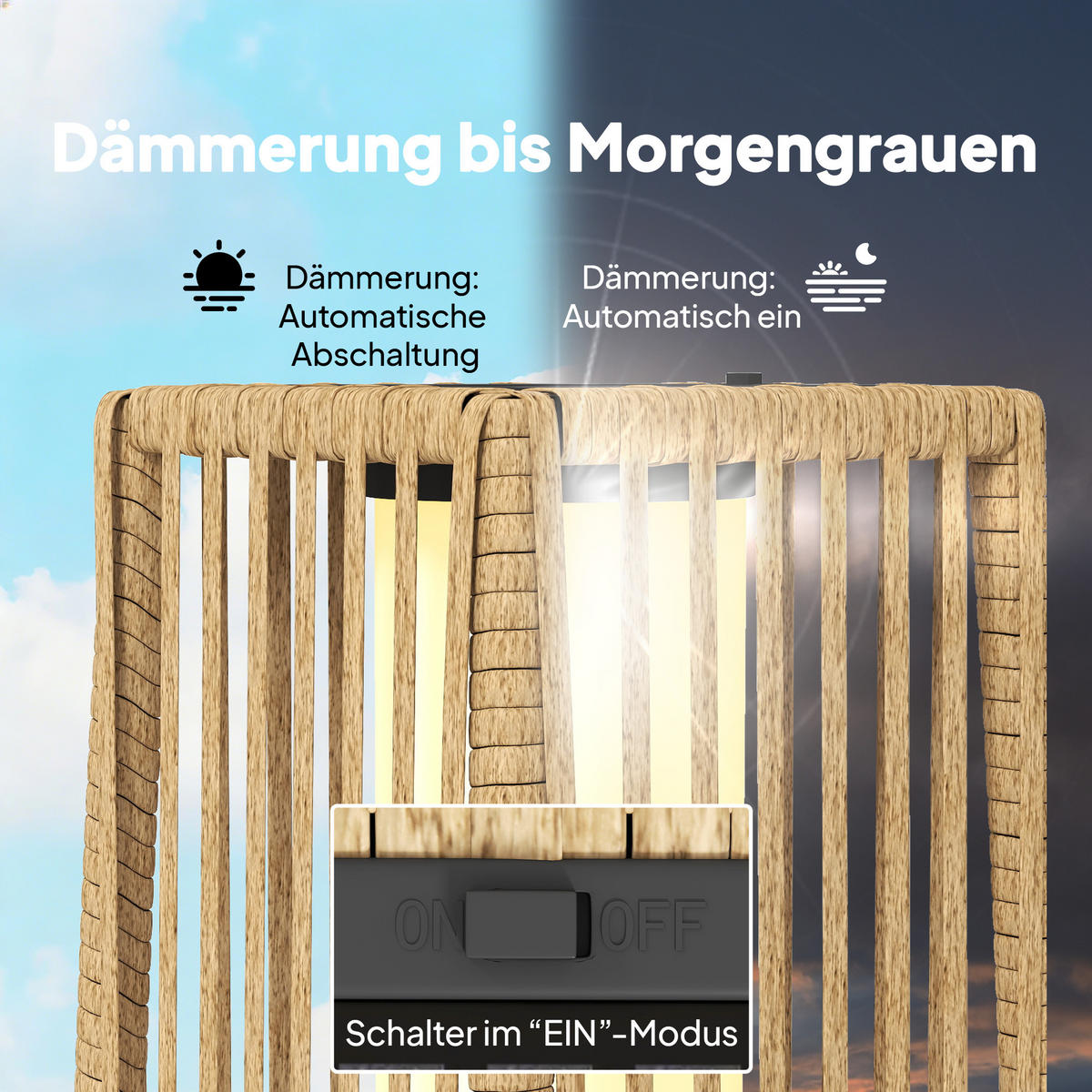 SOLARLEUCHTE IP44 Sandfarbend - Sandfarben, Kunststoff (19/19/68cm) - Outsunny