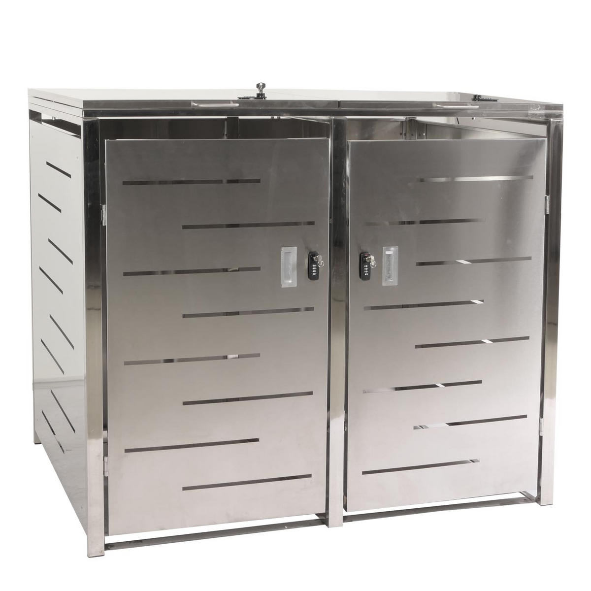 MÜLLTONNENBOX 2er 116,5x131x80cm erweiterbar Edelstahl 48kg - Silberfarben, Metall (131/116.5/80cm) - PROREGAL