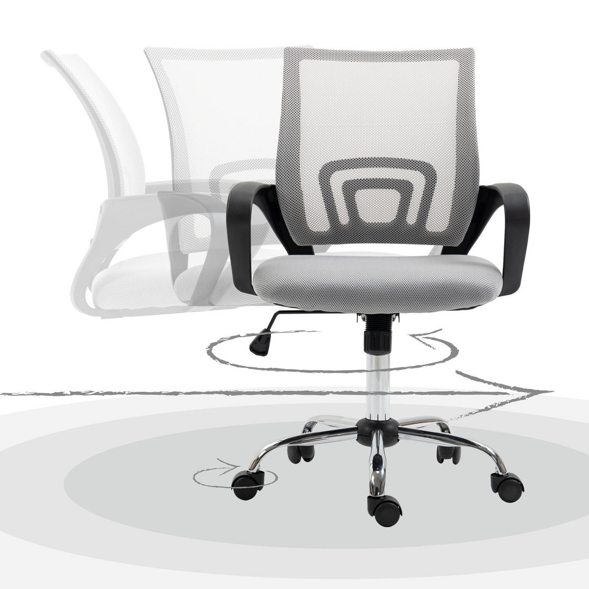 KINDERSCHREIBTISCHSTUHL CYDNEY Stoffbezug Grau - Grau, Textil (57/104/49cm) - SVITA