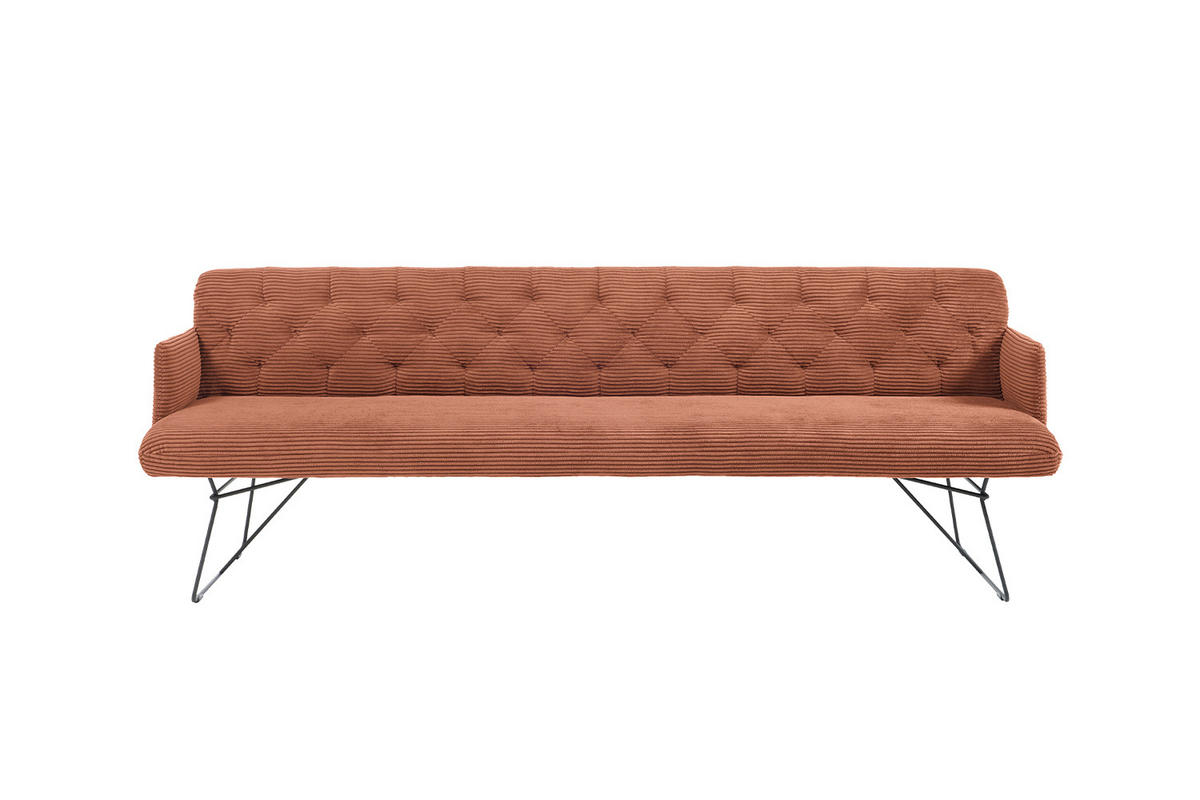 ESSZIMMERBANK CHARME Braun Cord - Dunkelbraun/Braun, Textil (166/85/69cm) - KAWOLA