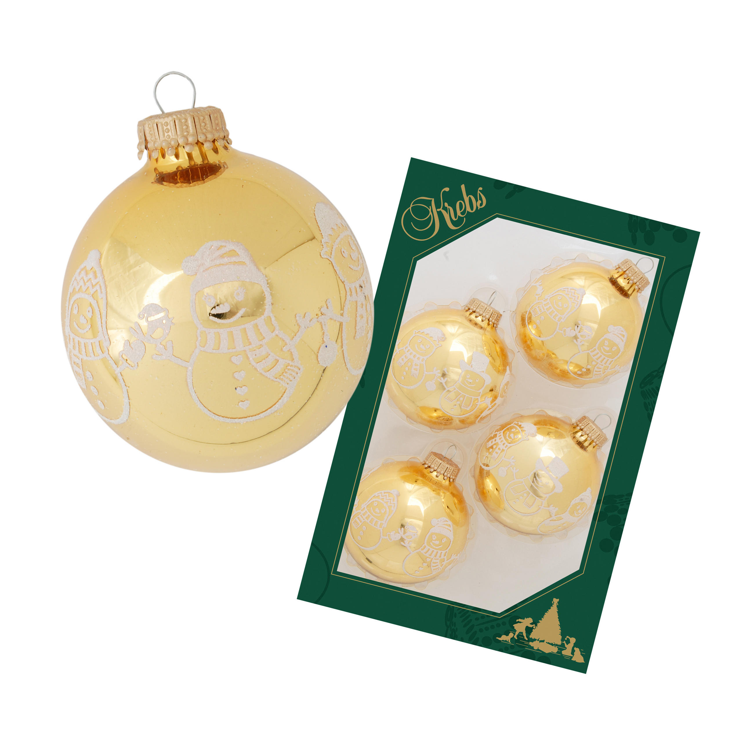 Krebs Glas Lauscha Christbaumkugeln Gold 7x7x7 cm