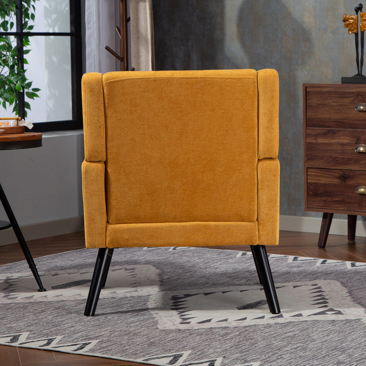 POLSTERSTUHL Leinenbezug mit Tufting, Massivholzbeinen 68/76/88 cm Gelb 130 kg - Gelb, Textil (76/88/68cm) - Redom