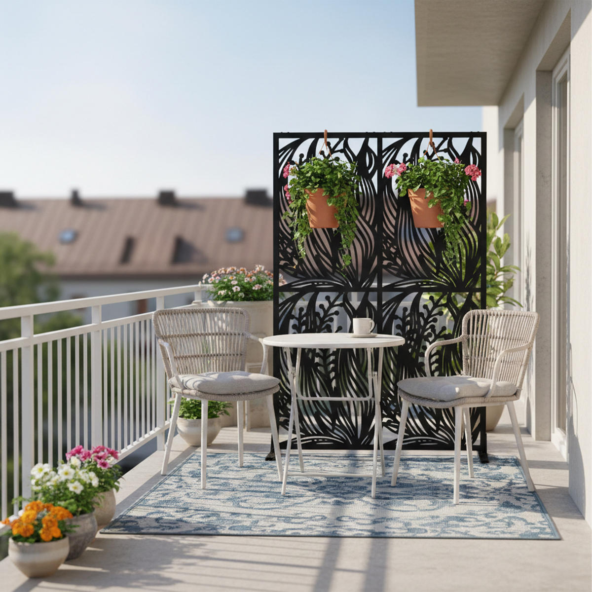 SICHTSCHUTZ Outdoor - Schwarz, Metall (115/183cm) - Relaxdays