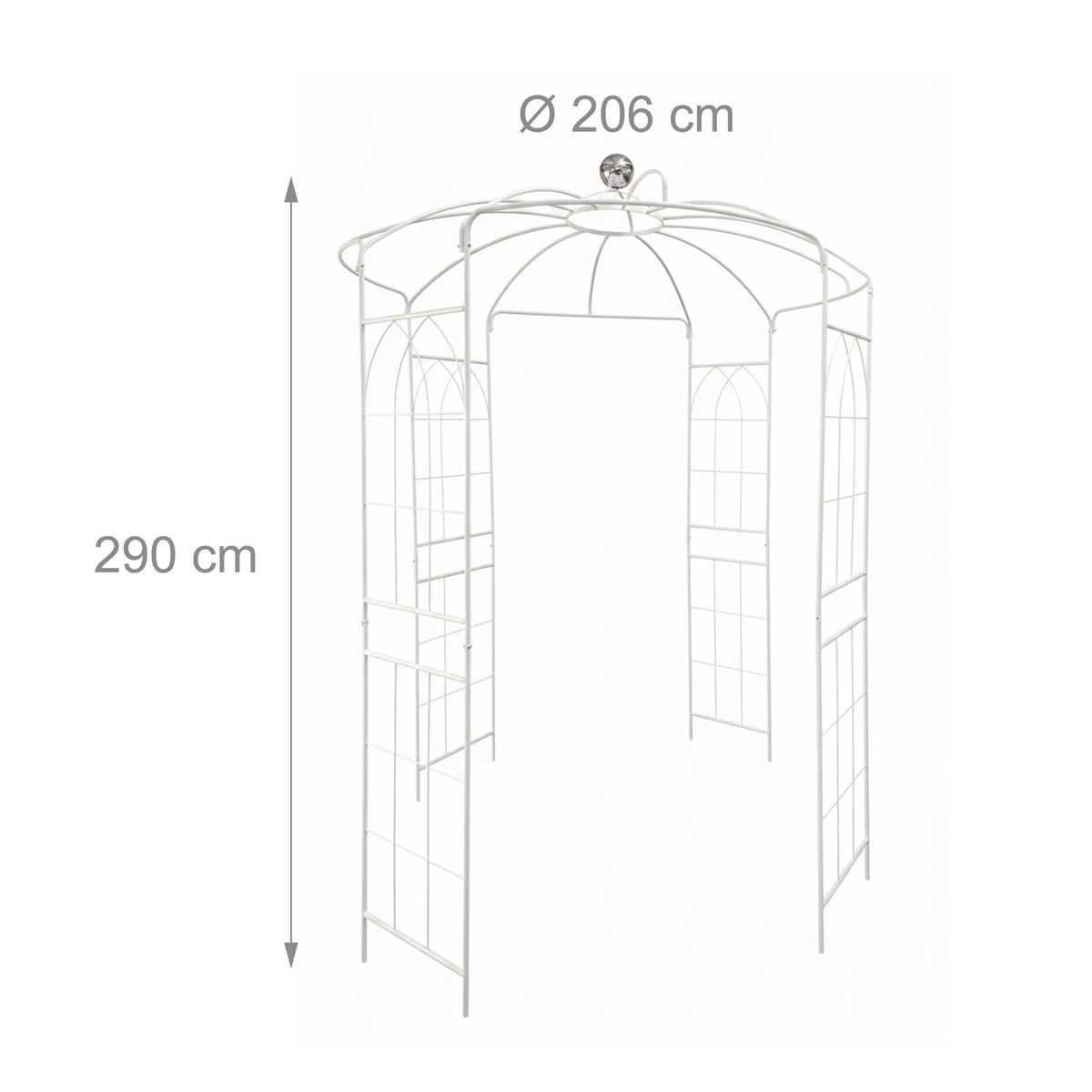 PAVILÓN ruží - biela, kov (206/290/206cm) - Relaxdays