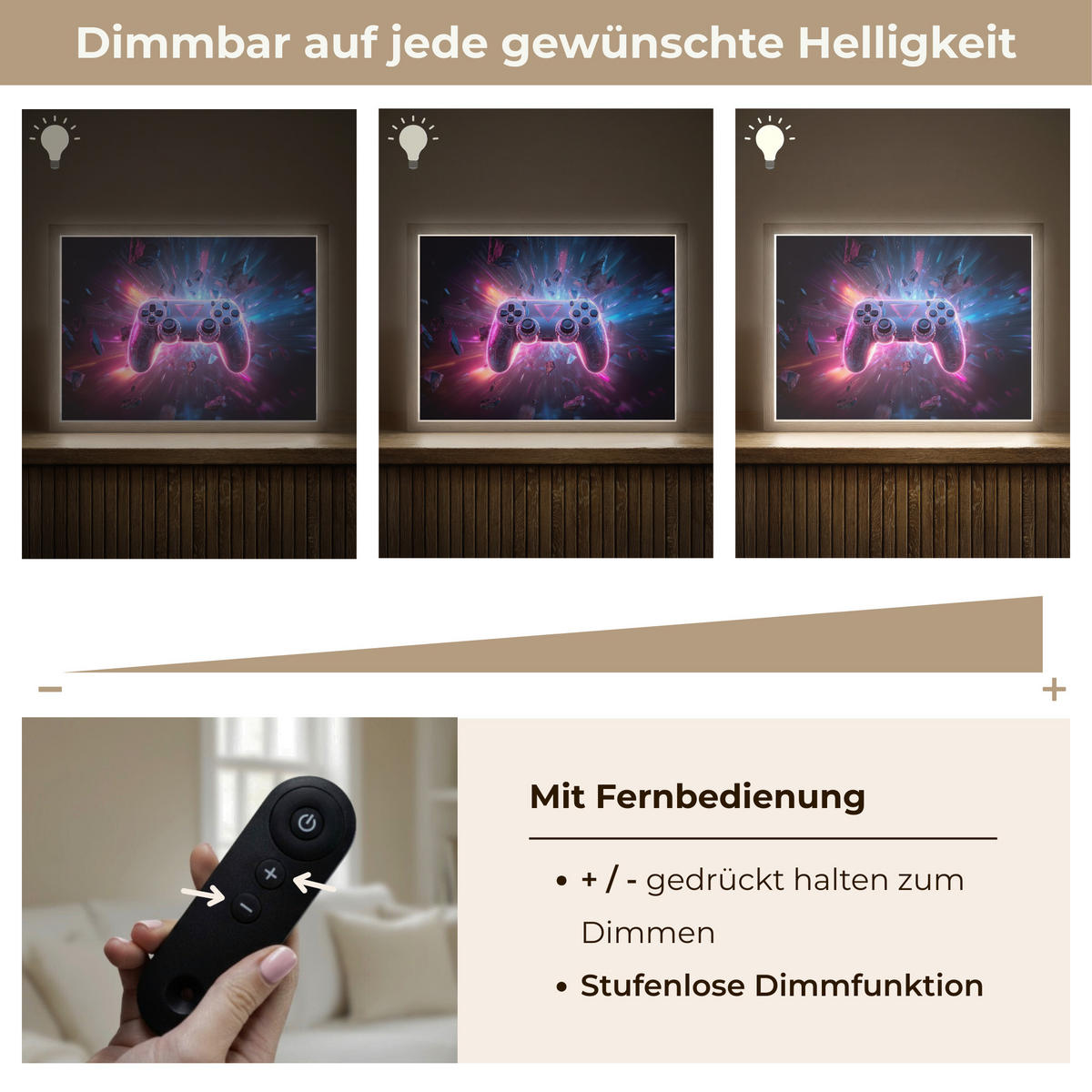 NÁSTĚNNÁ LAMPA S AKUMULÁTOREM Controller - Neon - Explosion - Abstraktní 40x30 cm - fialová, kompozitní dřevo (40/30/8cm)