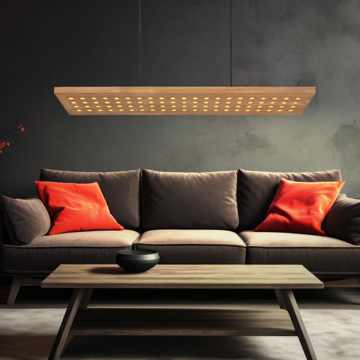 LED HÄNGELEUCHTE Metall Holzoptik Braun - Braun, Holz (80/20/120cm) - Globo Lighting