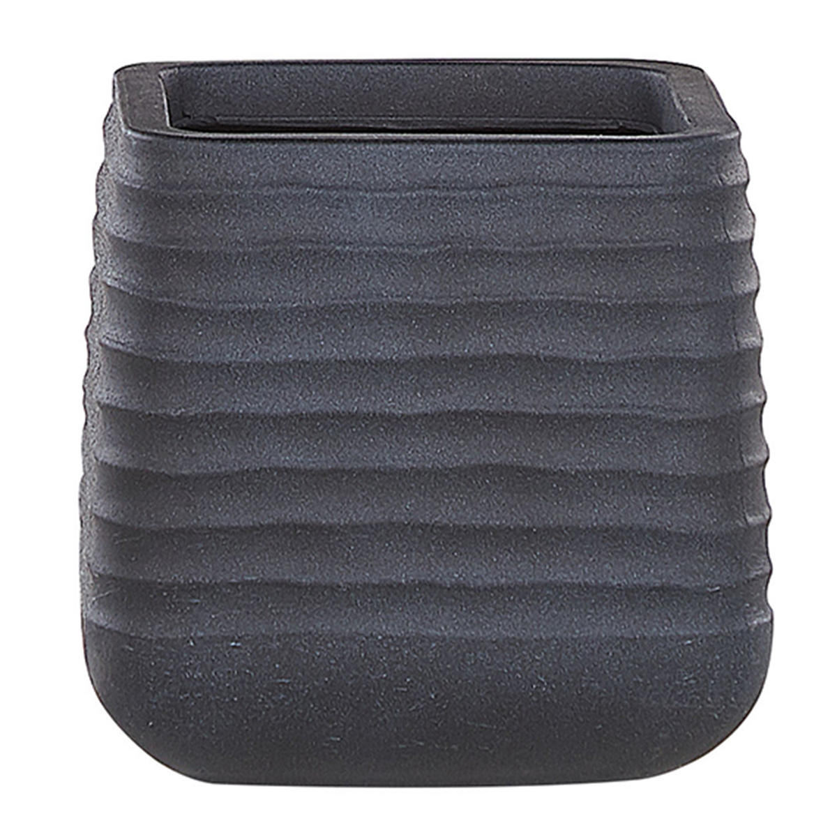BLUMENTOPF schwarz quadratisch 28/28/27 cm Parikia - Schwarz, Naturmaterialen (27cm) - Beliani