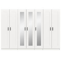 KLEIDERSCHRANK in weiß 280 x 194 cm skandinavisch, Drehtürenschrank 7-türig mit Spiegel - Schwarz/Weiß, Glas/Holzwerkstoff (280/194/56cm) - Inn.Furn