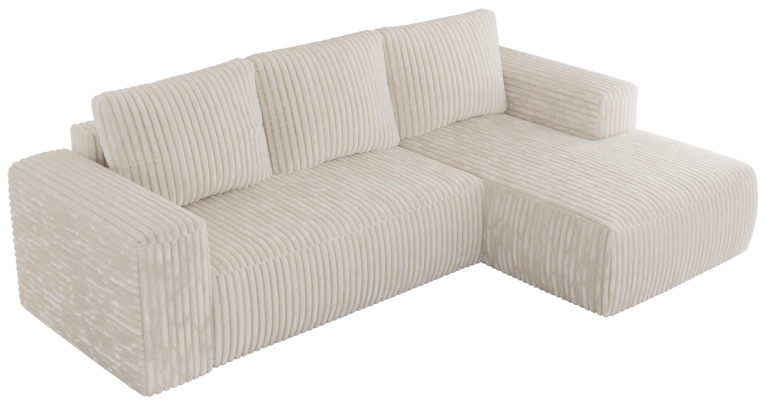 ECKSOFA TRENTINO L Beige Cord - Rechts - Beige/Schwarz, Textil (164/266cm) - MKS