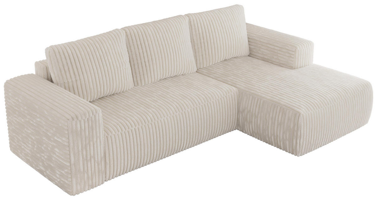 ECKSOFA TRENTINO L Beige Cord - Rechts - Beige/Schwarz, Textil (164/266cm) - MKS