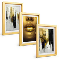 BILDER SET 3er Set - 20x30 cm Goldrahmen - Abstrakte Porträtmalerei - Goldfarben, Kunststoff (20/30cm) - TULUP