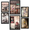 POSTER Set Mit 6 Graffiti Straßenkunst Bunte Schablone Vietnam A3 & A4 Schwarzer Rahmen - Schwarz, Papier (29/3cm) - Nacnic