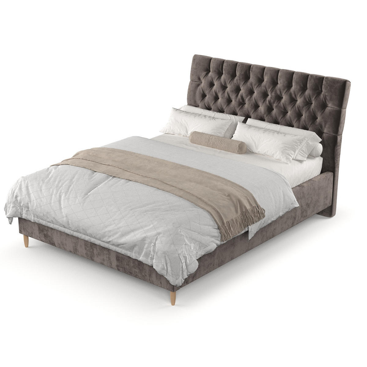 POLSTERBETT Lira 180/200 cm Braun im Lotta Stoff - Naturfarben/Braun, Holz/Holzwerkstoff (180/200cm) - AltaBeds