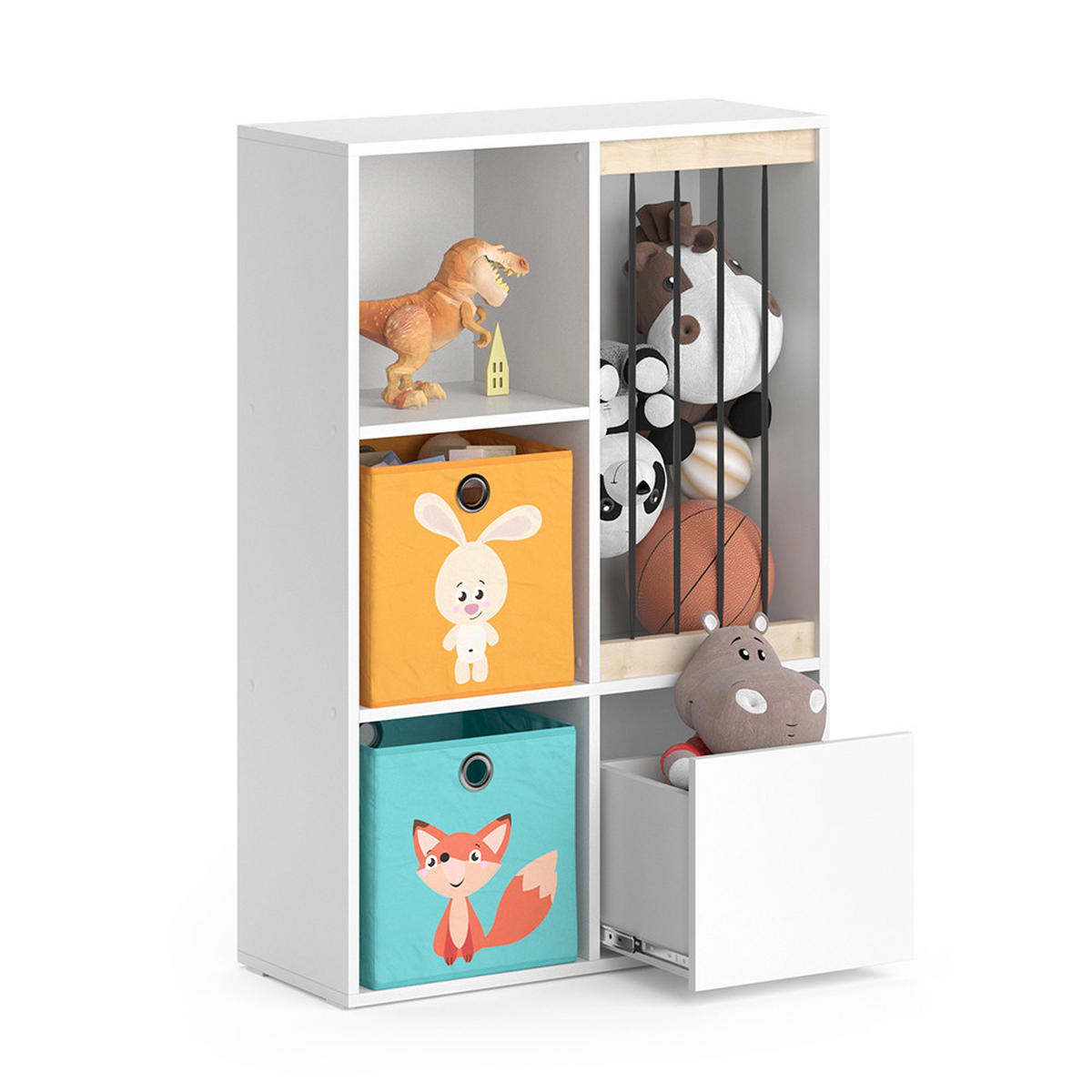 KINDERREGAL Luigi Weiß 72 x 107.8 cm mit 2 Faltboxen opt.1 - Weiß, Holzwerkstoff (29.2/107.8/72cm) - Vicco