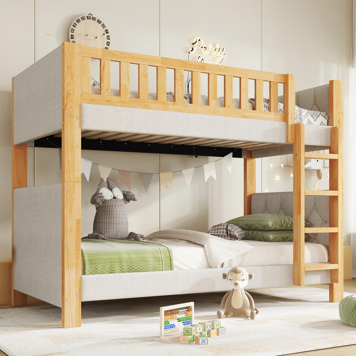 HOCHBETT 90x200 cm Treppe Holz grau - Grau, Holz (90/200cm) - LEBENLANG