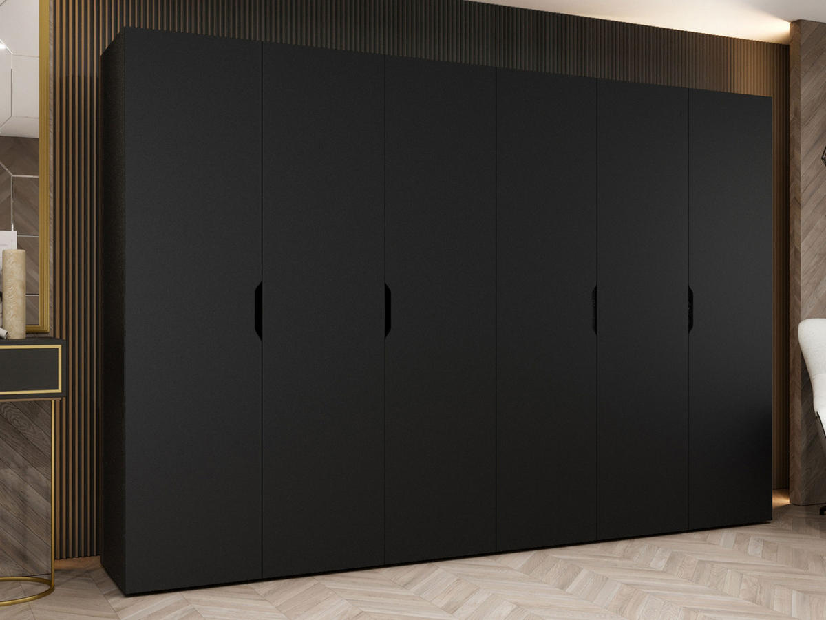 DREHTÜRENSCHRANK Malaga 300 - Schwarz, Holzwerkstoff (300/202/52cm) - MIRJAN24