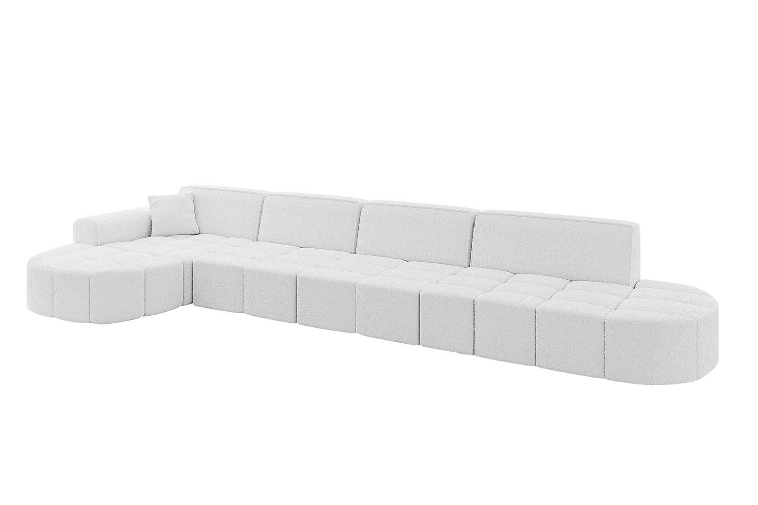 ECKSOFA Ottomane Links LIVO-L3 - 413x171x79,5 cm Weiß - Weiß, Holzwerkstoff/Textil (413/79.5/171cm) - ALTDECOR
