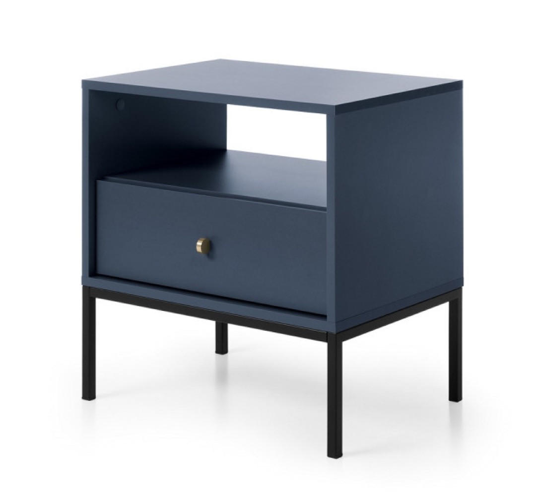 NACHTTISCH Granat Monako Mit Schwarzem Gestell - Blau, Holzwerkstoff (53.6/56.2/39cm) - Sepro Meble