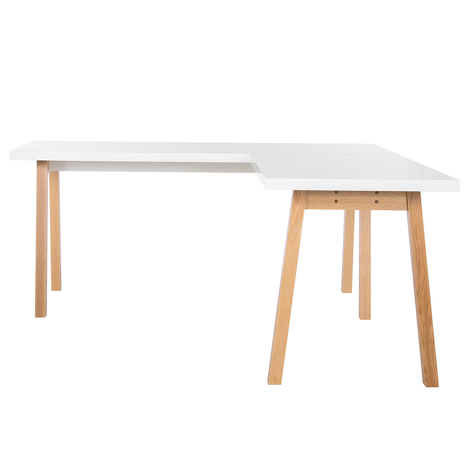 ECKSCHREIBTISCH - Hochglanz Weiß / Eiche - Eichefarben/Weiß, Holzwerkstoff (170/170/74cm) - home24