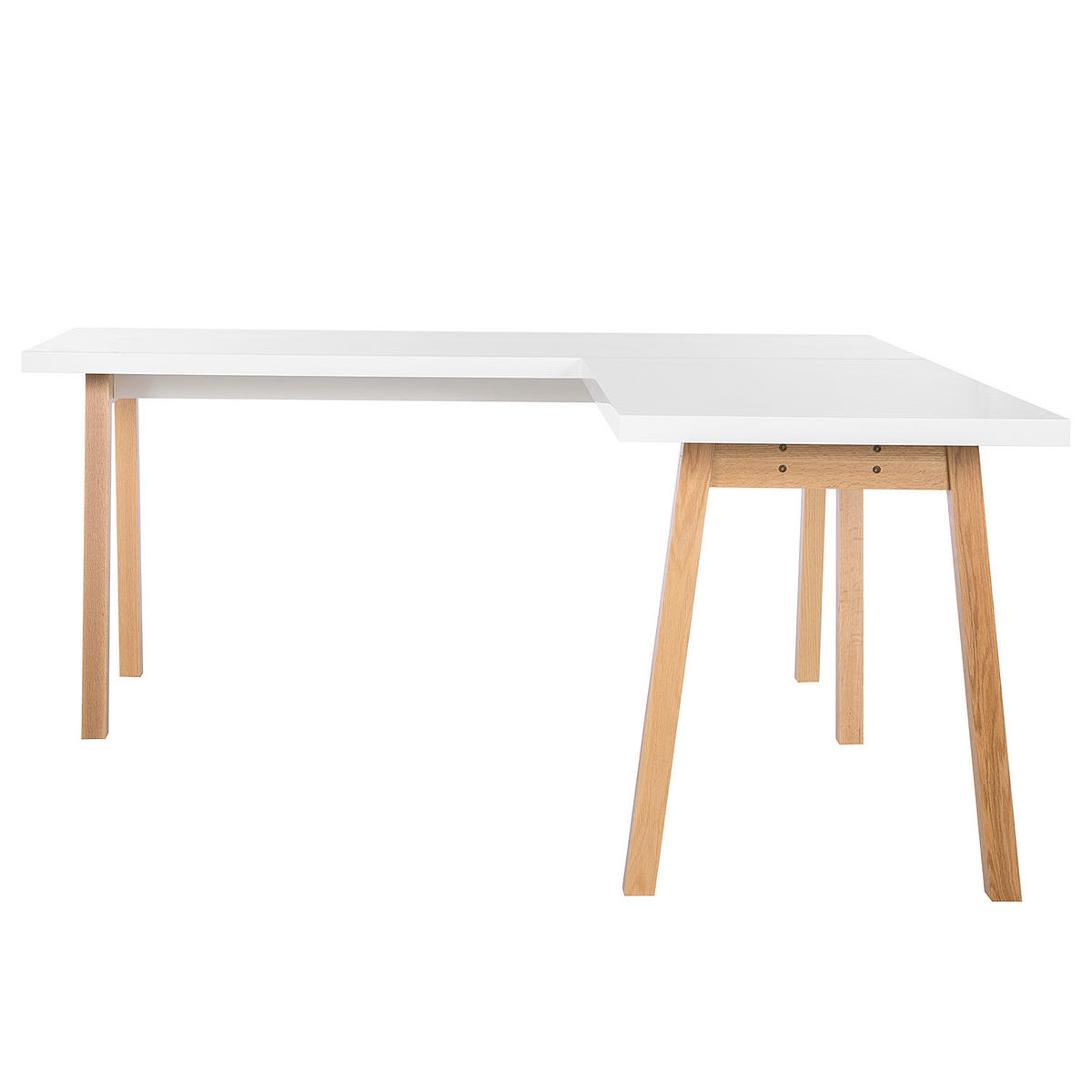 ECKSCHREIBTISCH - Hochglanz Weiß / Eiche - Eichefarben/Weiß, Holzwerkstoff (170/170/74cm) - home24