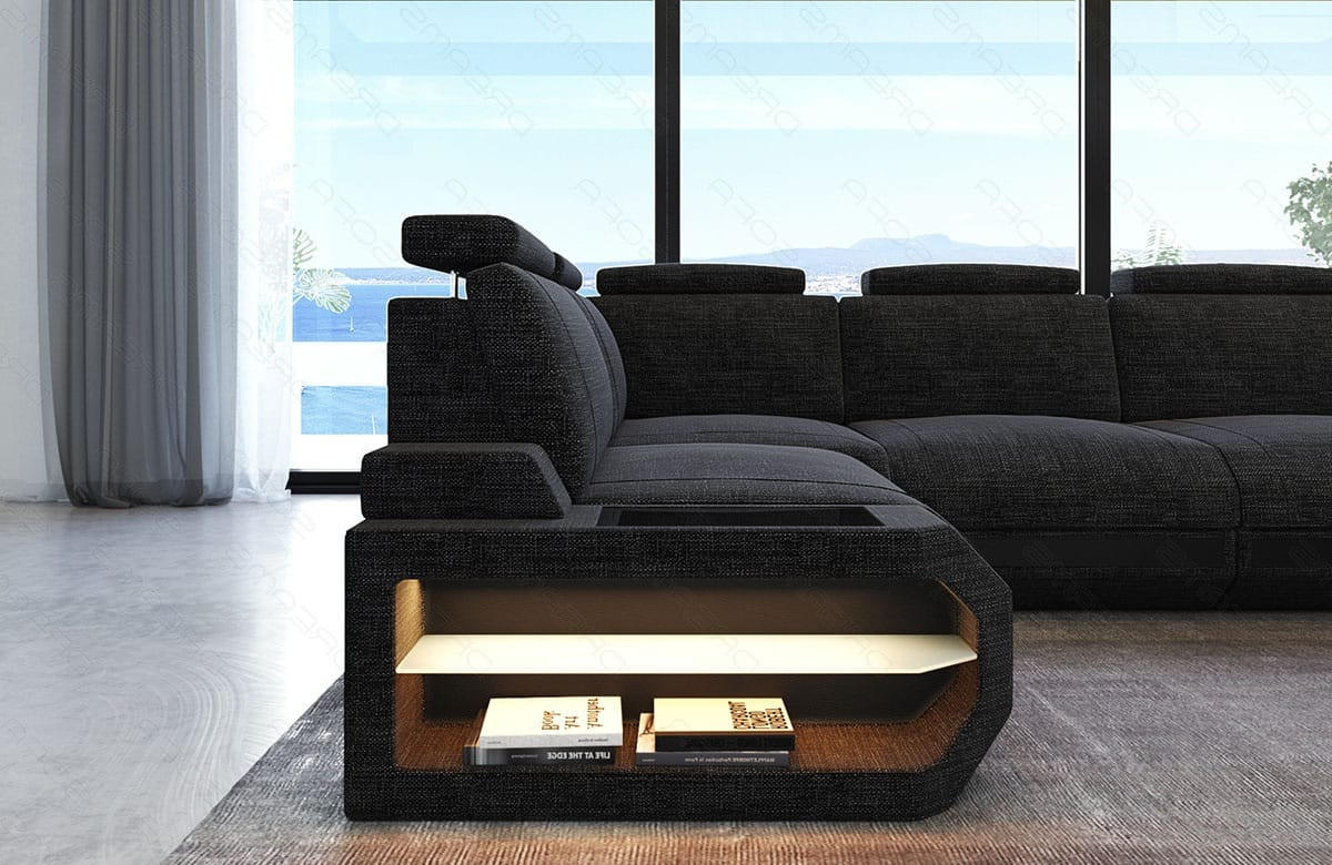 ECKSOFA Siena Schwarzgrau Schwarz Strukturstoff - Schwarz, Kunststoff (347/197cm)