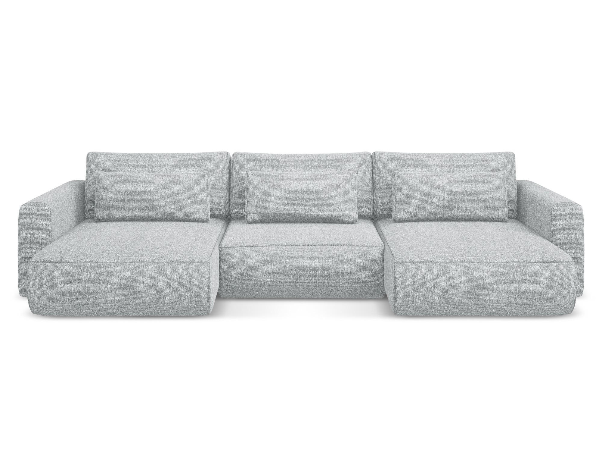WOHNLANDSCHAFT Strukturstoff Stoff Grau - Silberfarben/Schwarz, Kunststoff/Textil (340/82/149cm) - Makamii