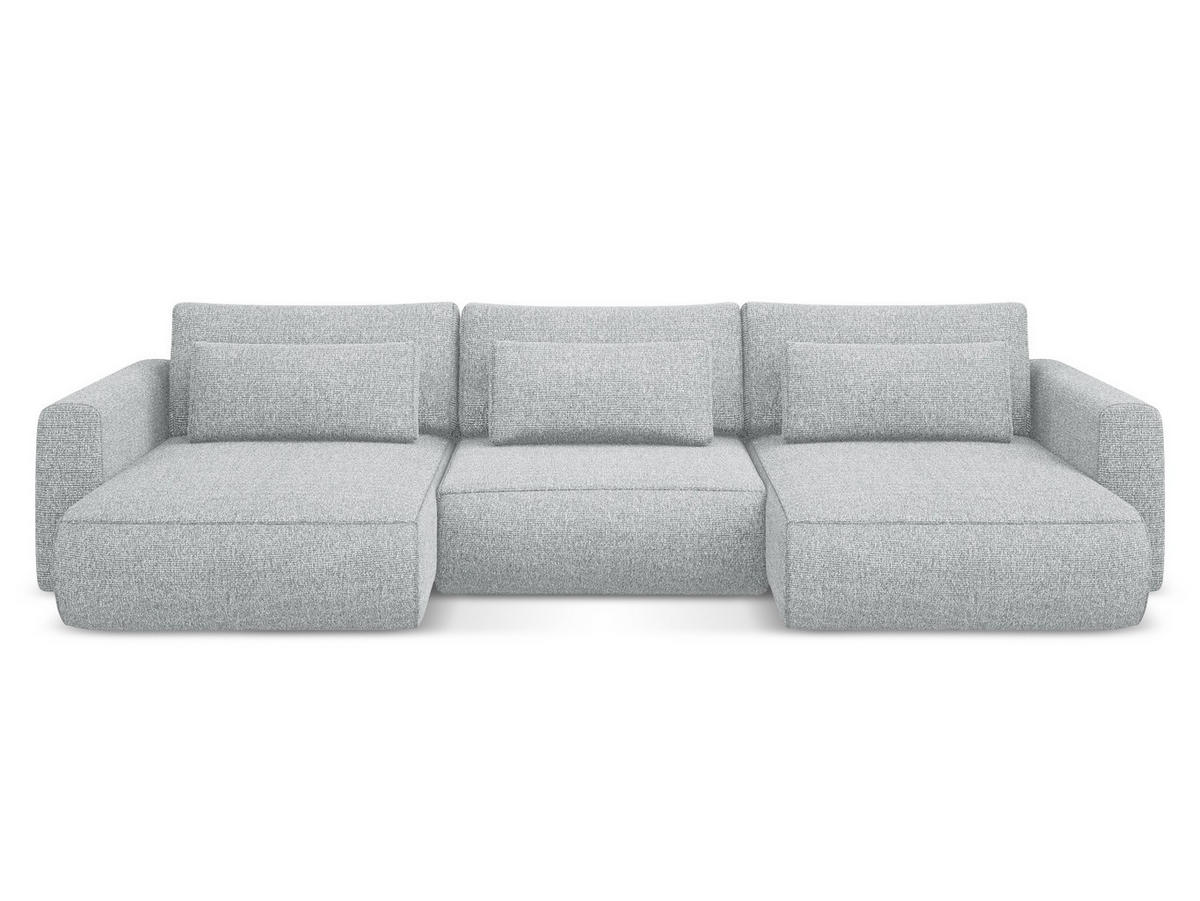 WOHNLANDSCHAFT Strukturstoff Stoff Grau - Silberfarben/Schwarz, Kunststoff/Textil (340/82/149cm) - Makamii