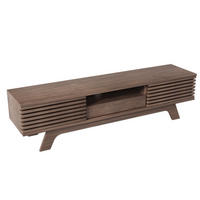 TV-LOWBOARD aus Spanplatte 150x35x44 cm Natur mit 2 Türen, Schublade und Kabeldurchführung im Vintage-Lamellendesign - Hellbraun, Holzwerkstoff (150/44/35cm) - Modfu