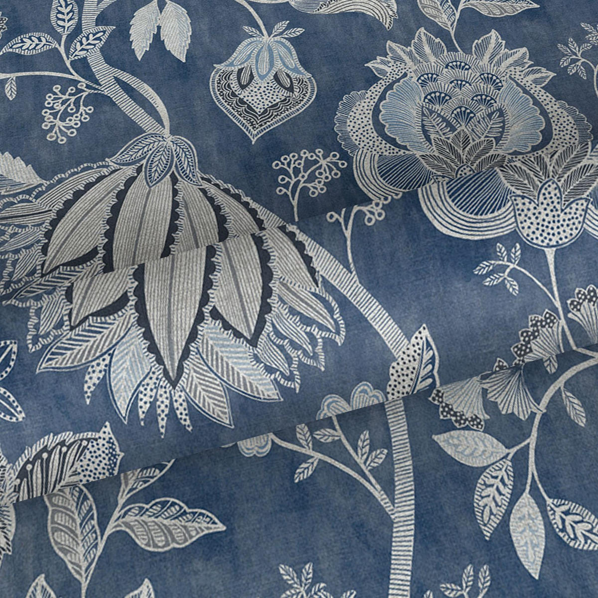 TAPETE Blumen 53 cm x 10 m - Blau, Papier (53/1000cm) - Sanders & Sanders