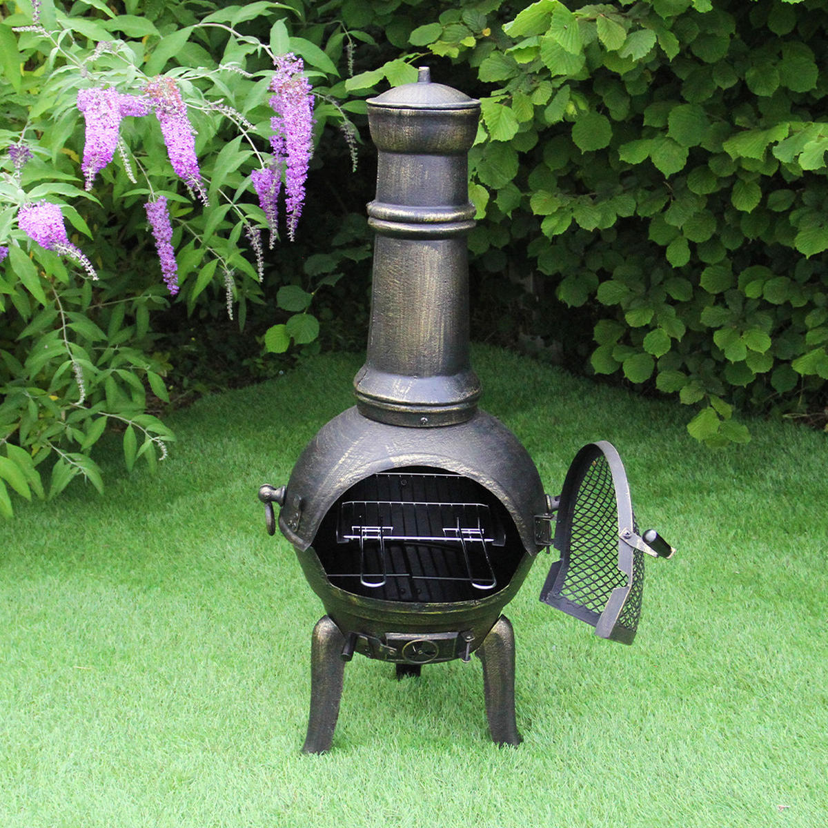TERRASSENOFEN Gartenkamin Gusseisen - Schwarz, Metall (48/1/50cm) - Monstershop