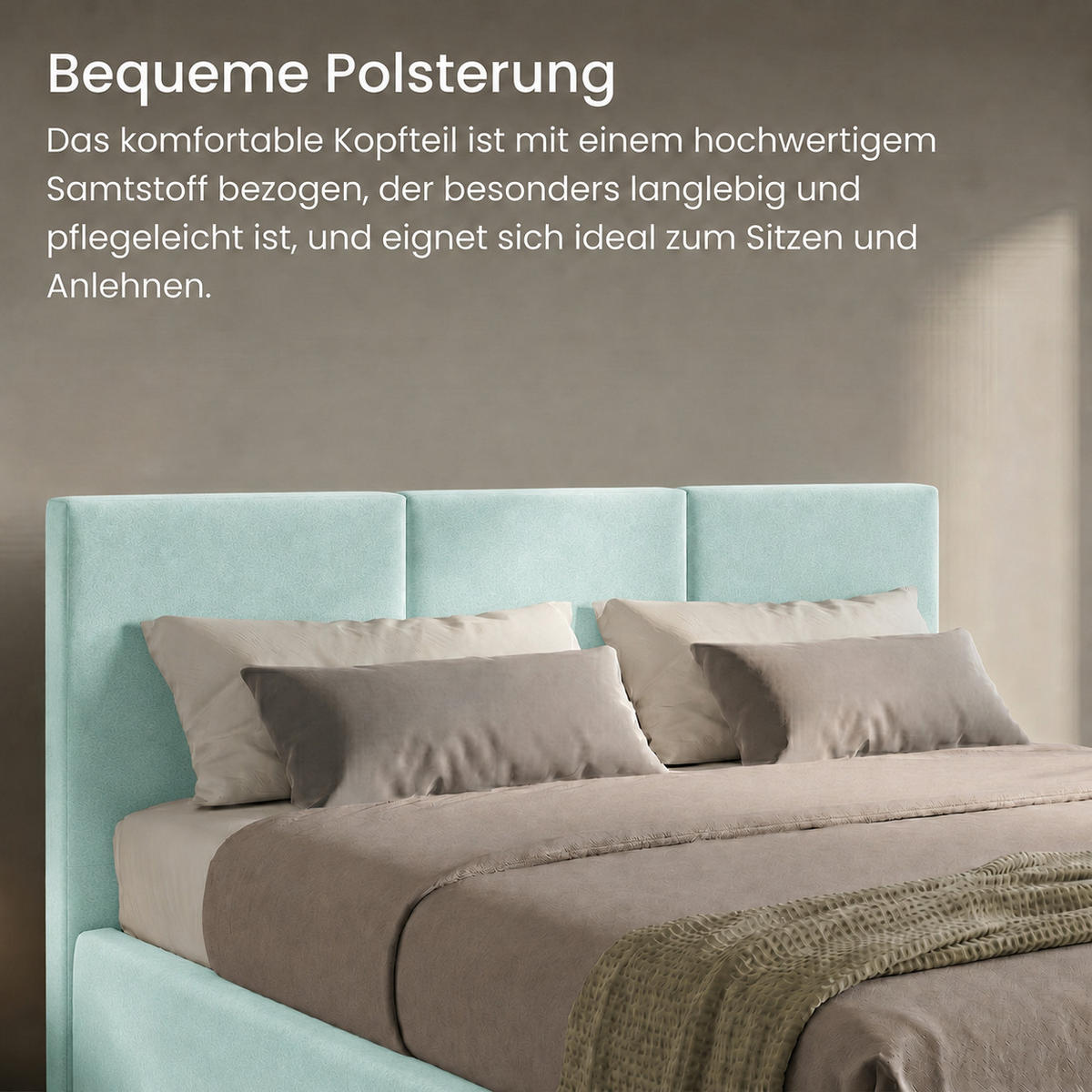 POLSTERBETT mit Stauraum 140x200 cm in Hellblau - Hellblau, Holzwerkstoff (140/200cm) - Home Collective
