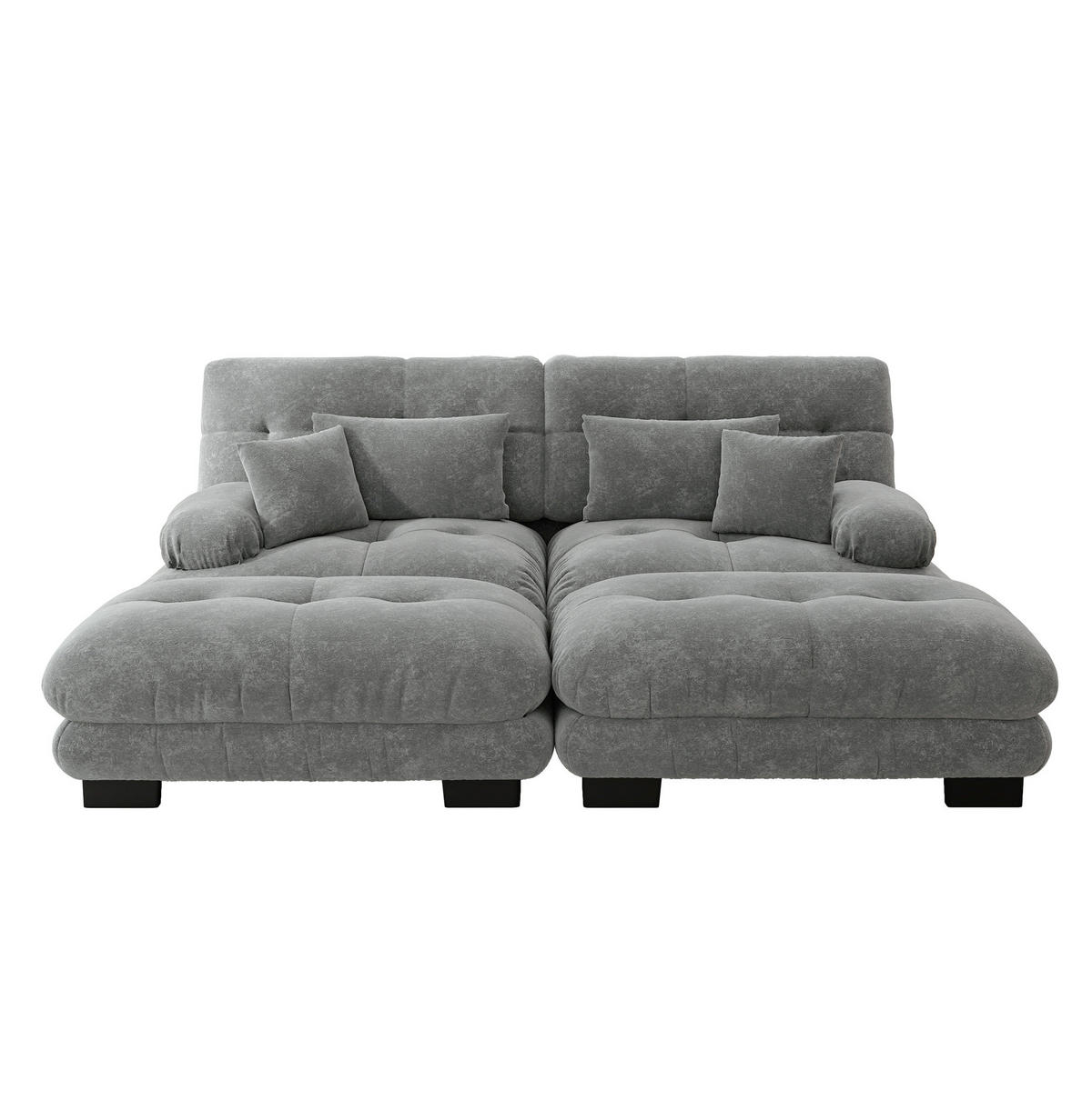 ECKSOFA modular mit beweglichen Ottomane, breiten Armlehnen und Dekokissen, Grau - Grau, Textil (220/145cm) - Redom