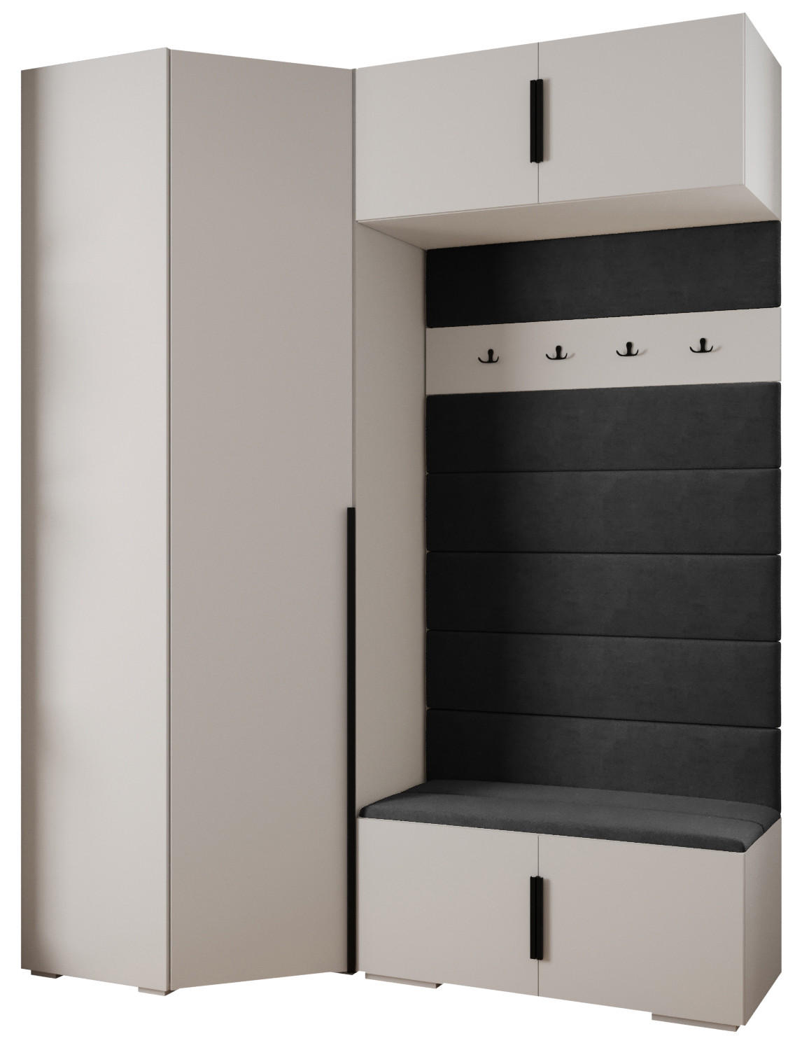 GARDEROBEN-SET 236,7/181,7/47 - Schwarz/Weiß, Holz/Metall (181.7/236.7/47cm) - Abiks Möbel