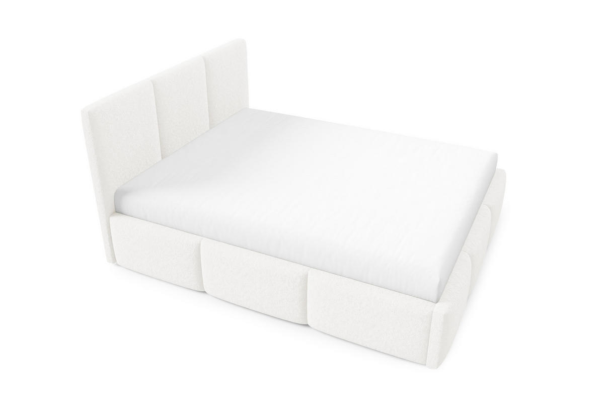 POLSTERBETT VALERIO mit Bettkasten, Bett 180x200,Doppelbett,Lattenrost,Boxspringbett-Optik,ohne Matratze,Schlafzimmer-Weiß - Weiß, Holz (180/200cm) - Furnistar