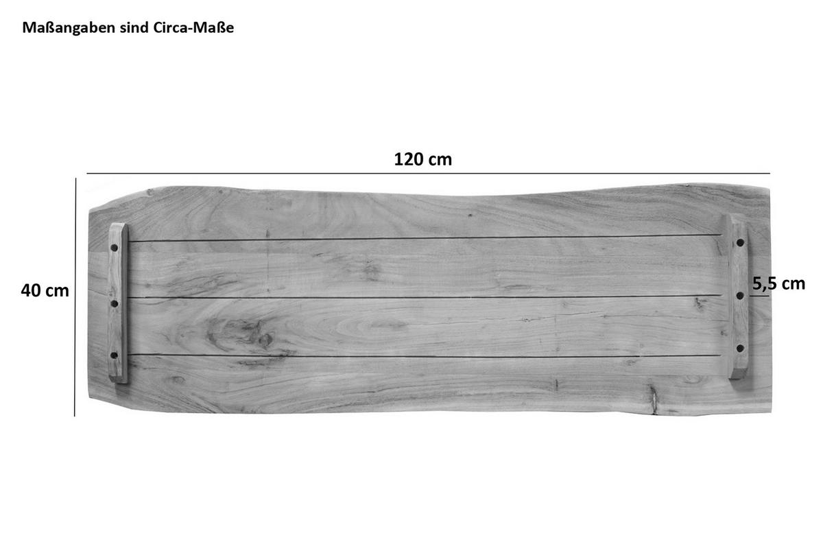 TISCHLATTEN MIT BAUMKANTE FÜR HEIMWERKER, AKAZIENHOLZ CURTIS - Braun/Naturfarben, Akazienholz/Holz (40/120/3cm) - SAM