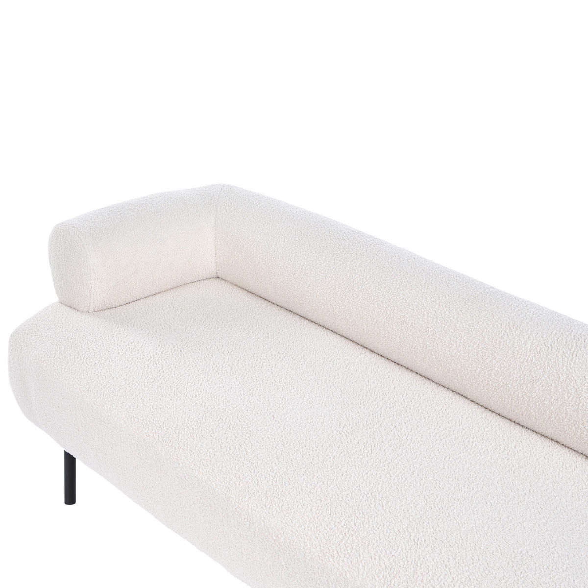 ČALOUNĚNÉ LEHÁTKO CHAISE LONGUE LEVOSTRANNÉ Bouclé Krémově bílé Mirmande - bílá/černá, textil (153/65/70cm) - Beliani