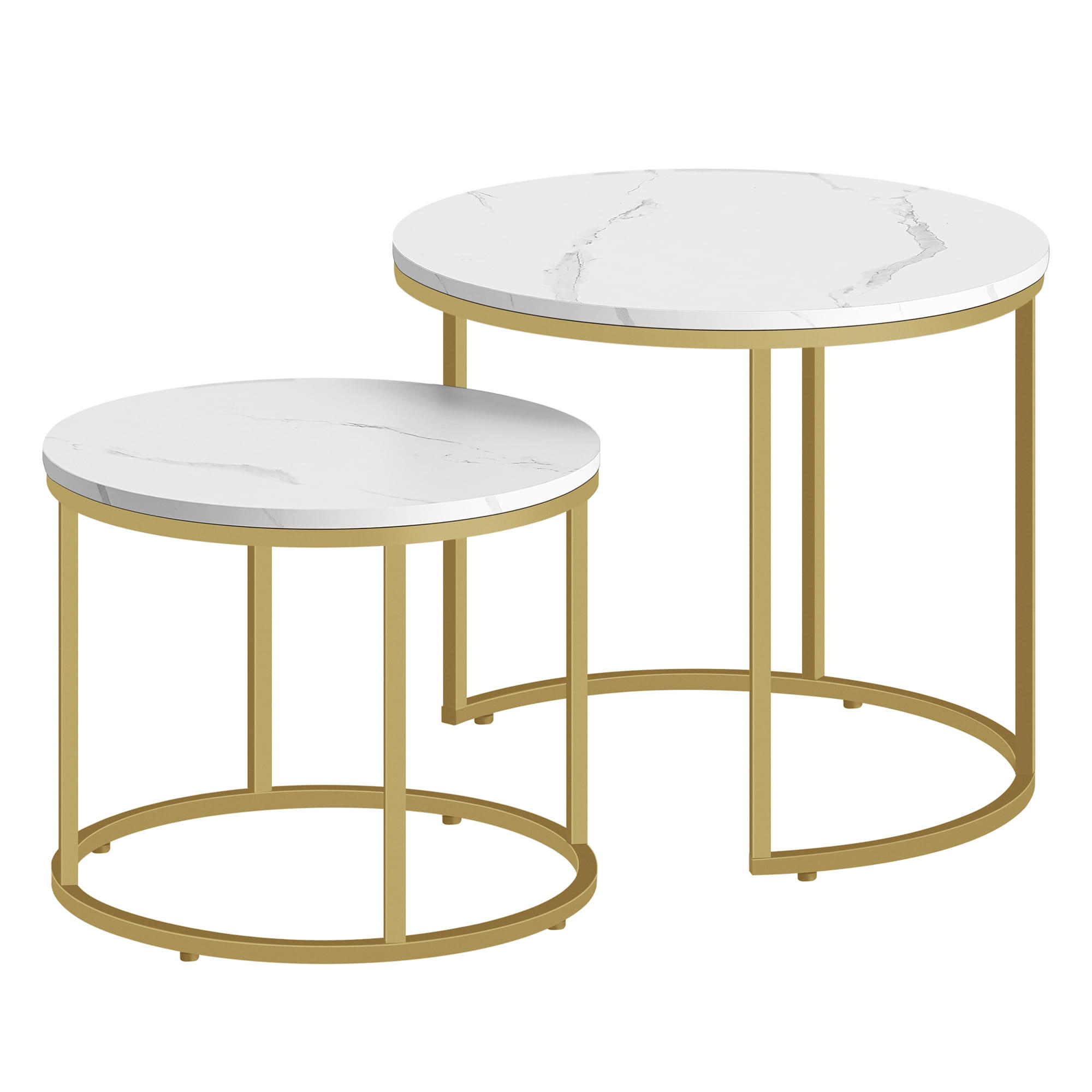 COUCHTISCH 2er Set rund marmor - Goldfarben, Holzwerkstoff (53/53/45cm) - Mat-Haus