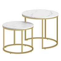 COUCHTISCH 2er Set rund marmor - Goldfarben, Holzwerkstoff (53/53/45cm) - Mat-Haus