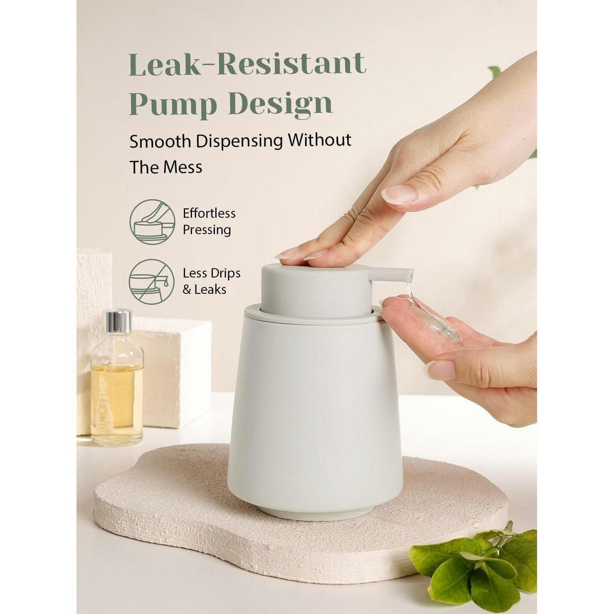 SEIFENSPENDER Keramik Grau 400 ml - Grau, Keramik (9.5/12.9/9.5cm)