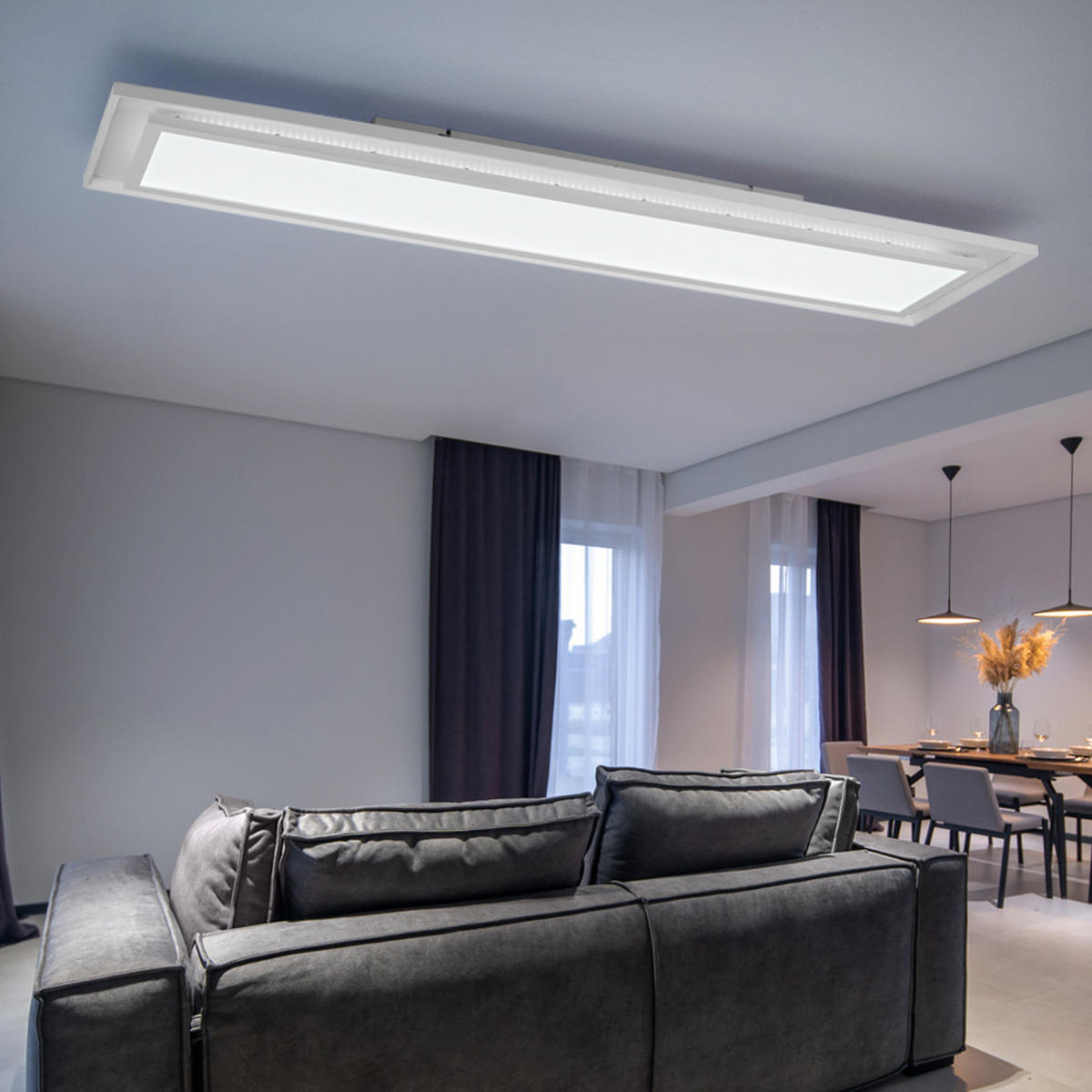 LED DECKENLEUCHTE Metall Weiß - Weiß, Metall (85/19/6.3cm) - Globo Lighting