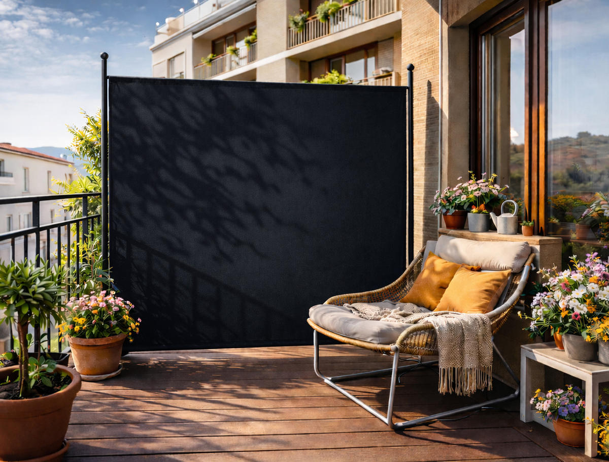 PARAVENT 1-tlg. 180x178 cm Schwarz - Schwarz, Metall (178/180cm) - QUICK STAR