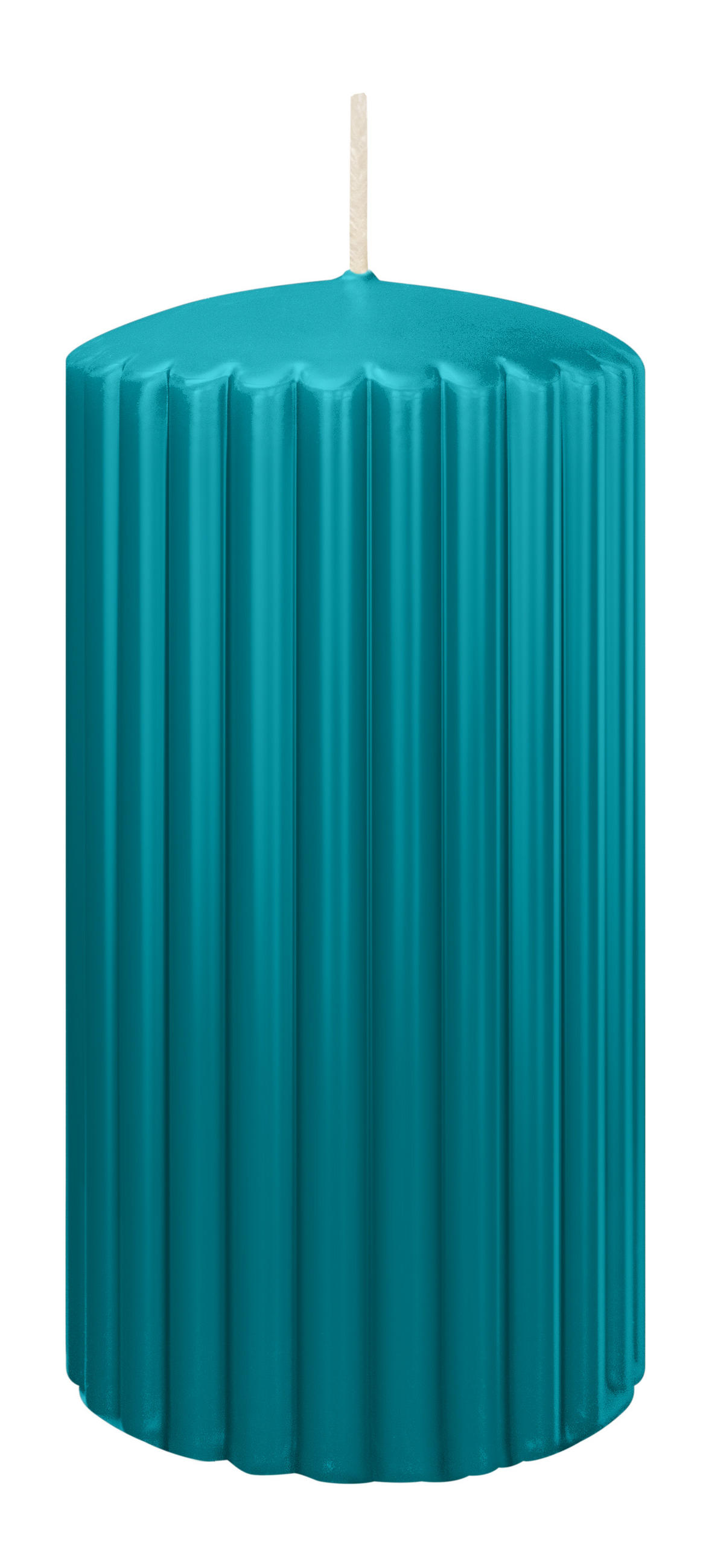 RILLEN KERZEN Azurblau 150 x Ø 80 mm, 4 Stück - Hellblau, Paraffin (8/15/15cm) - Wiedemann Kerzen